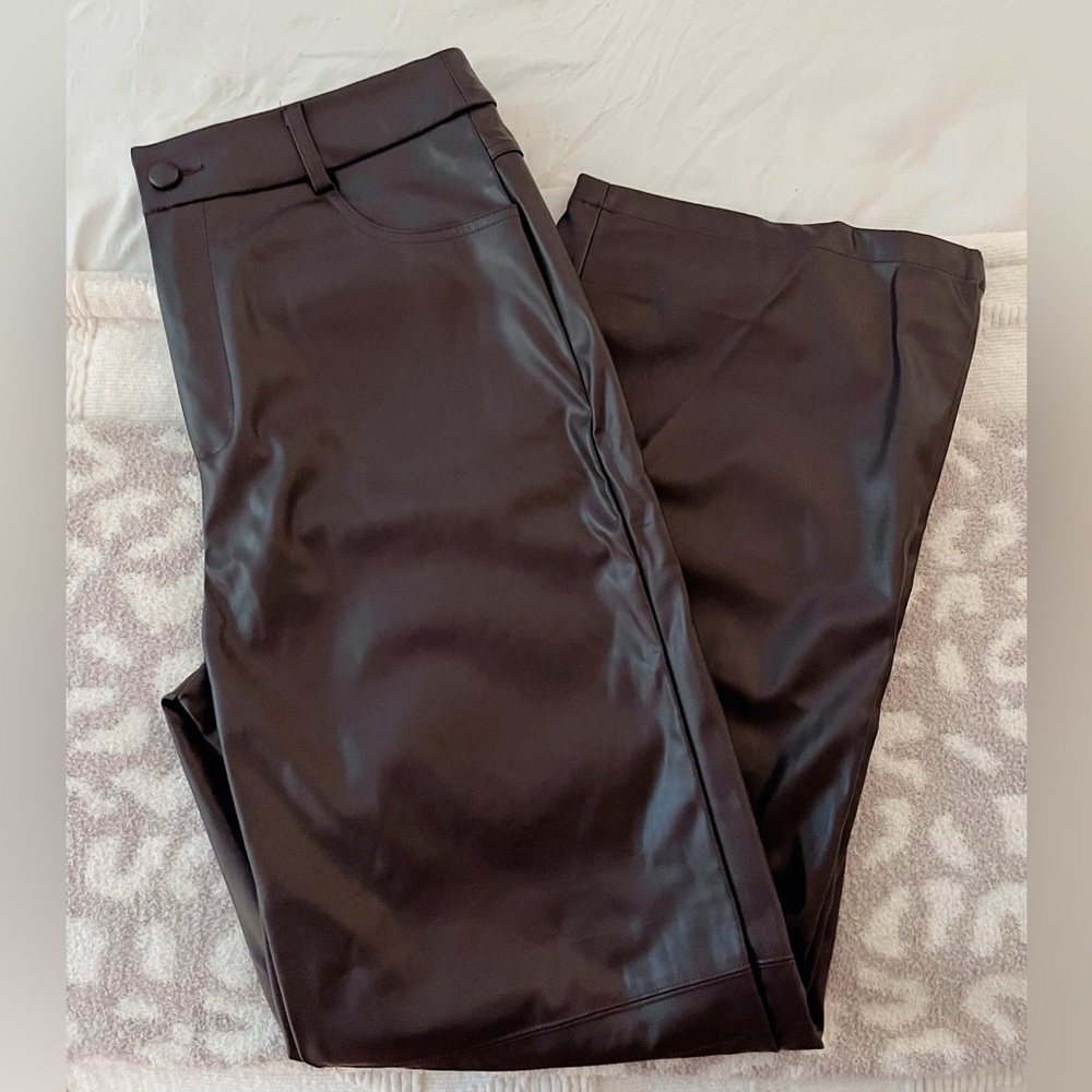 Faux Leather Petite flare pants